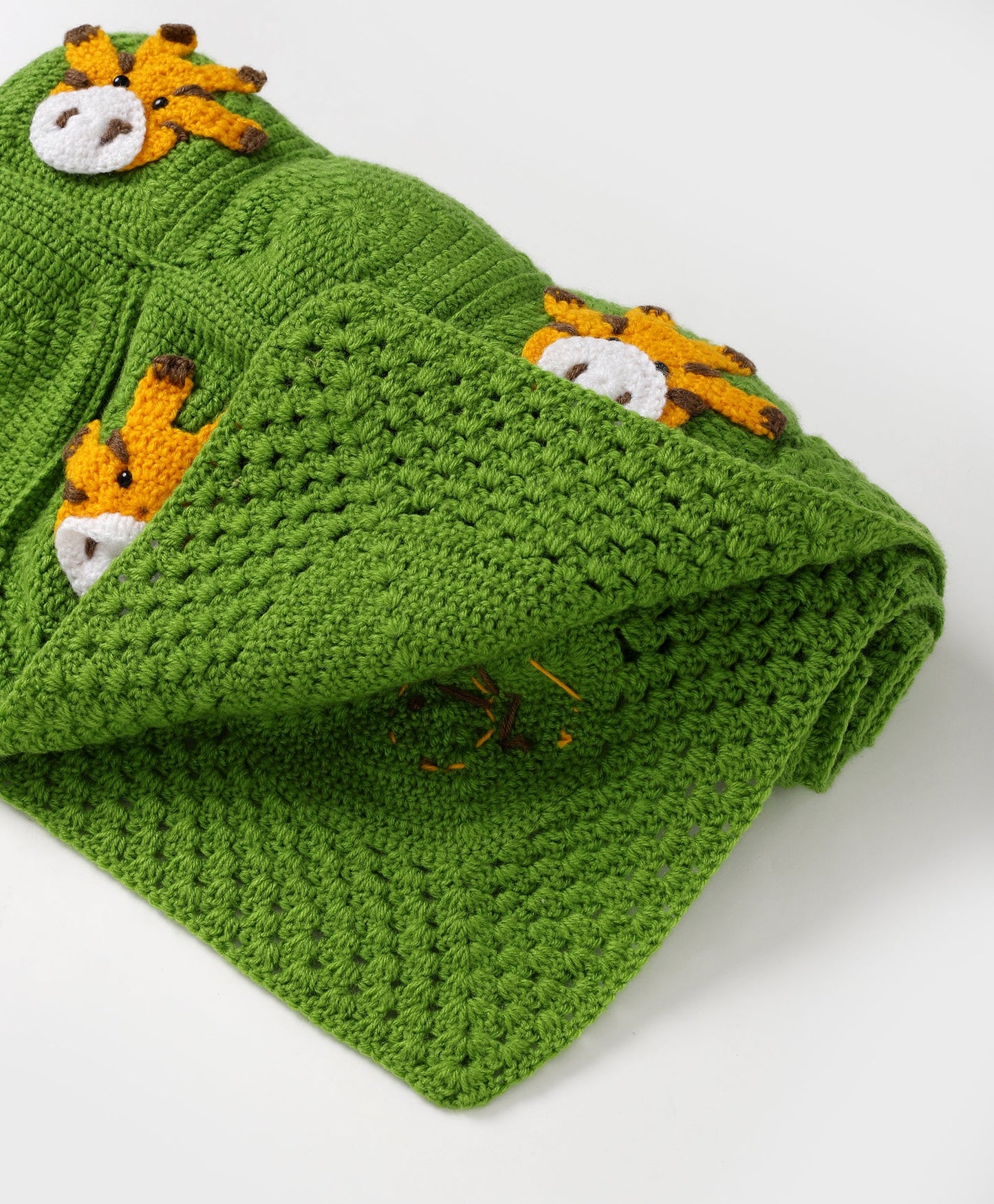 Handmade Giraffe Blanket- Green & Yellow