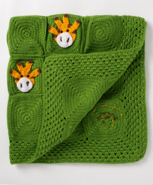 Handmade Giraffe Blanket- Green & Yellow