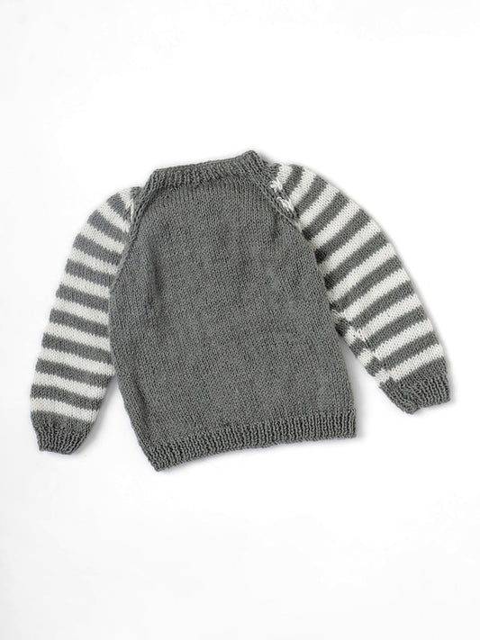 Misty Stripes Sweater Set- Grey & Off White