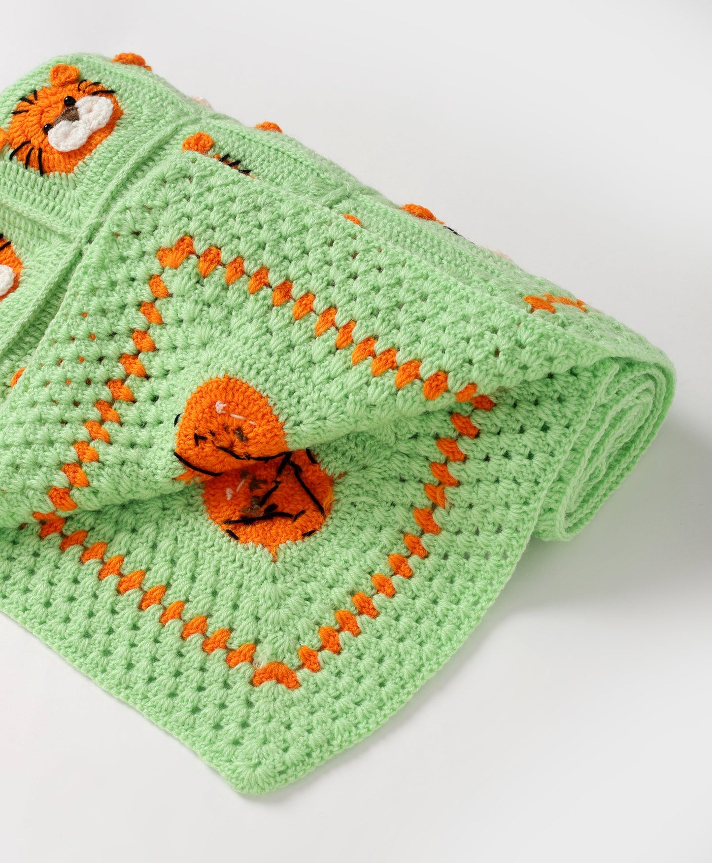 Tiger -Tiger Everywhere Blanket- Light Green & Orange