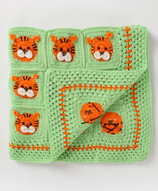 Tiger -Tiger Everywhere Blanket- Light Green & Orange