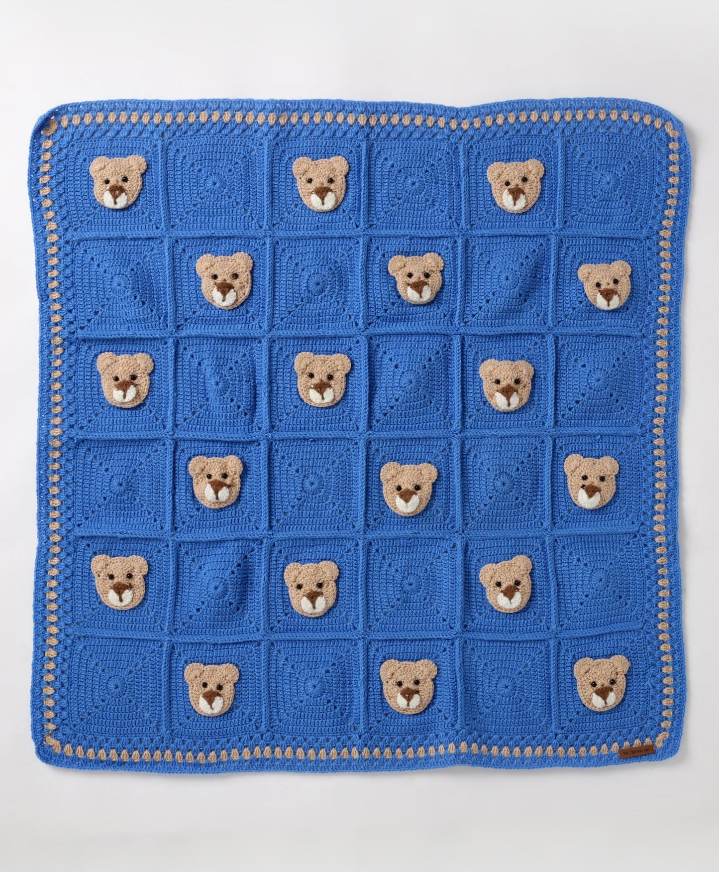 Teddy in a Box Blanket - Blue & Beige