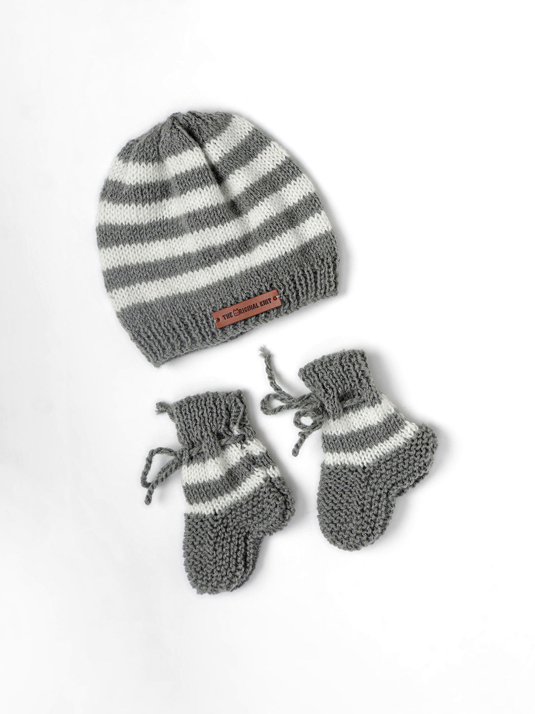 Misty Stripes Sweater Set- Grey & Off White