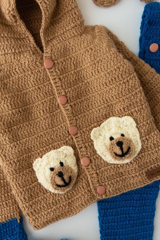 Bear Hug Explorer Dungaree Set- Brown & Blue