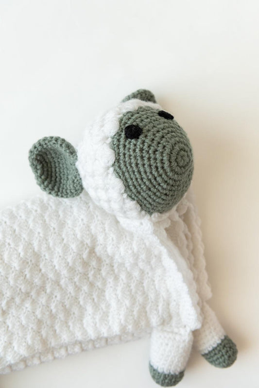 Handmade Sheep Crochet Blanket- White & Grey