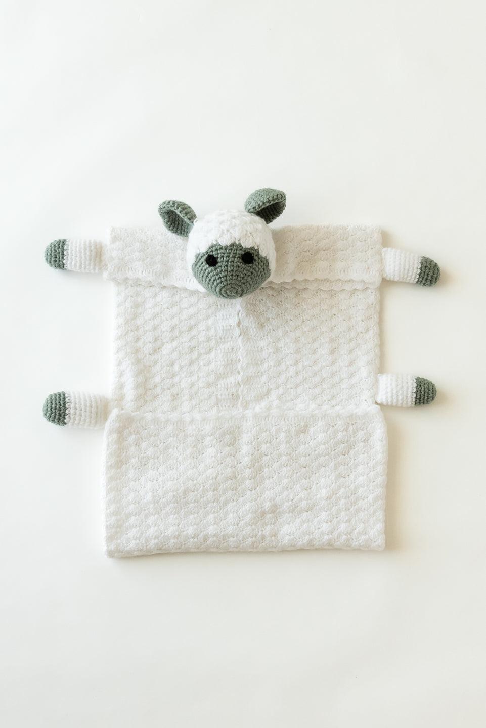 Handmade Sheep Crochet Blanket- White & Grey