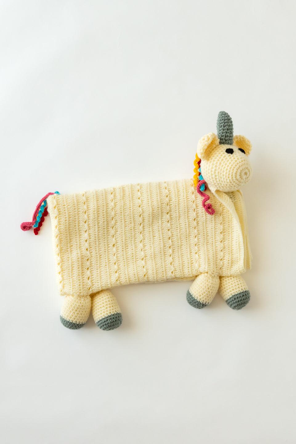 Handmade Unicorn Crochet Blanket- Off White