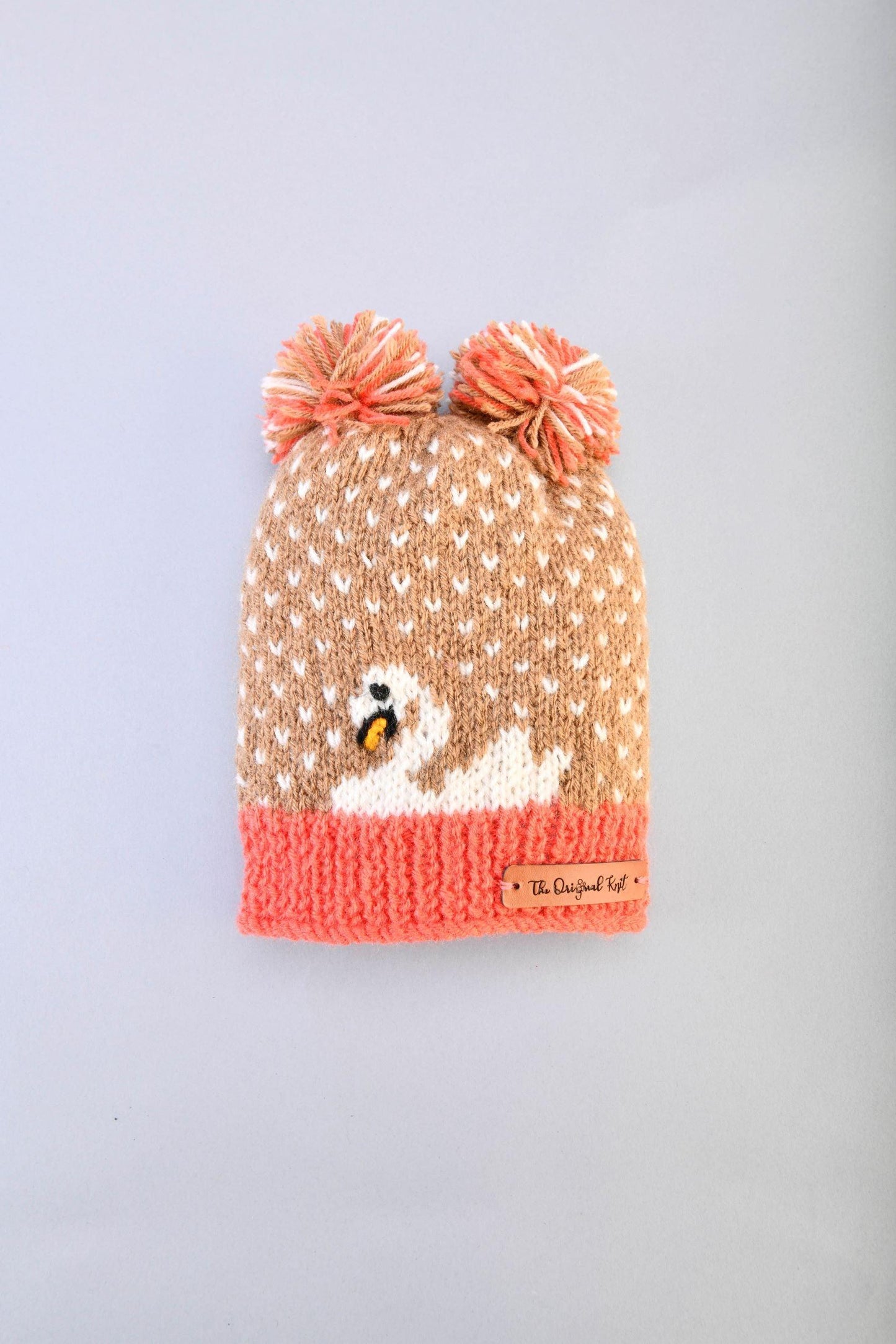 Handmade Duck Design Cap- Beige & Orange