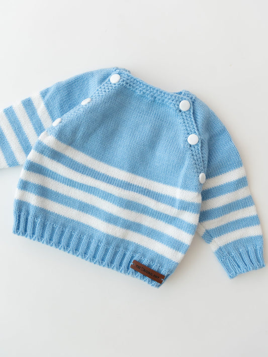 Stripy Fun Pyjama Set- Blue & White
