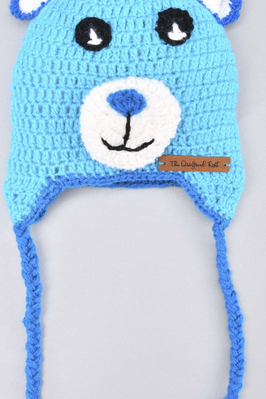 Teddy Design Handmade Cap- Blue