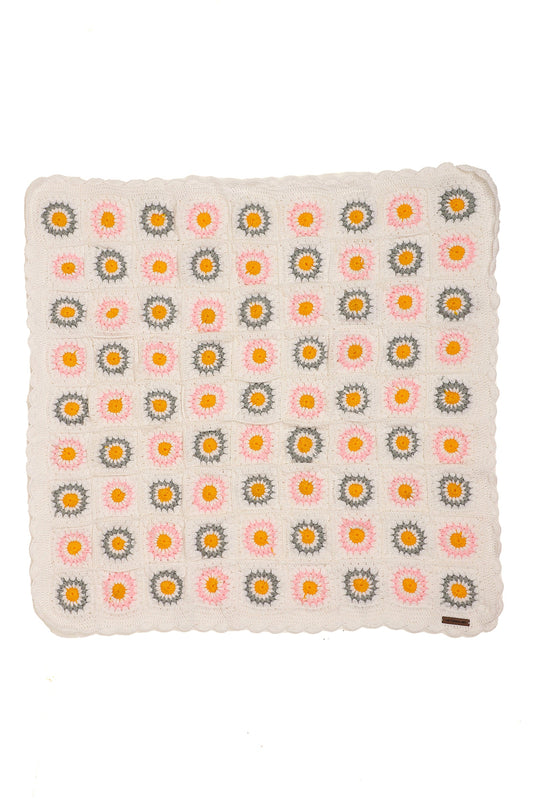 Daisy Granny Square Blanket- Off White & Yellow