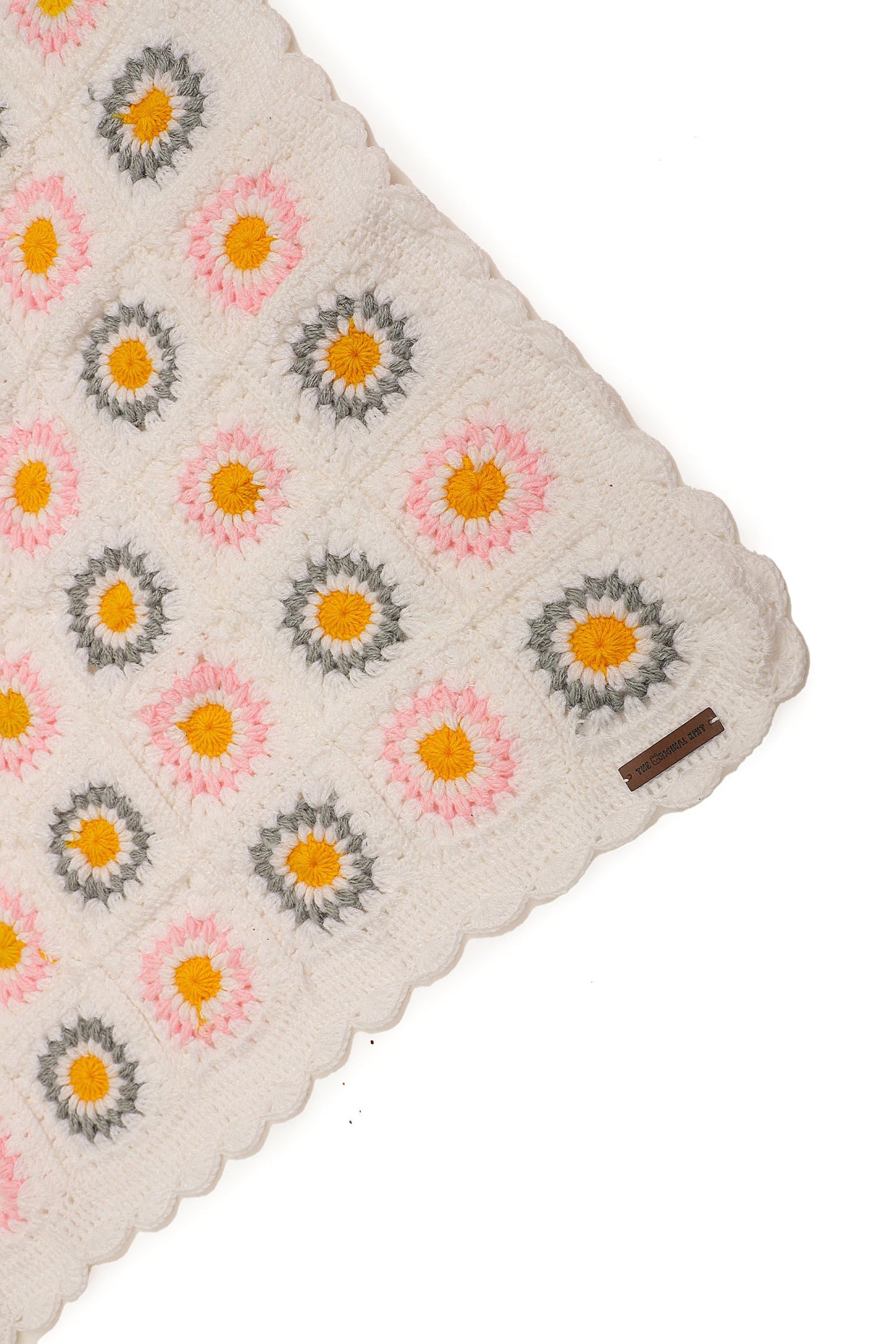 Daisy Granny Square Blanket- Off White & Yellow