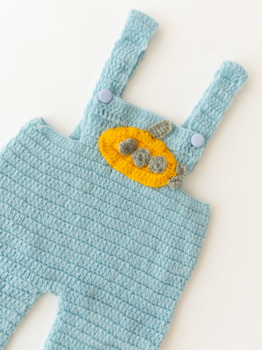 Aeroplane Adventure Dungaree Set - White & Ice Blue