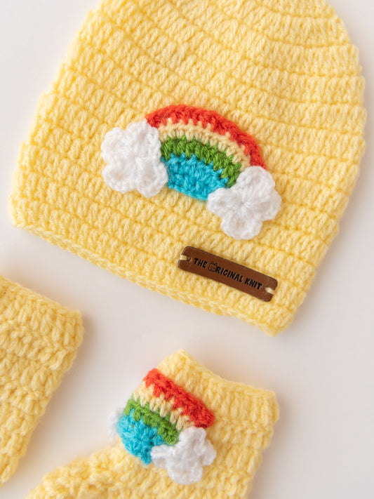 A Piece of Rainbow Romper Set- Off White & Lemon Yellow