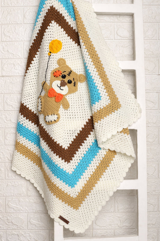 Balloon Bear Snuggle Blanket - Off White
