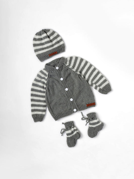 Misty Stripes Sweater Set- Grey & Off White