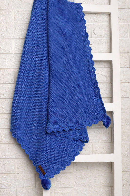 Pom Pom Hugs Blanket- Blue