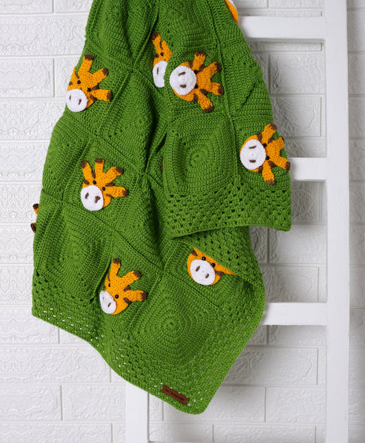 Handmade Giraffe Blanket- Green & Yellow