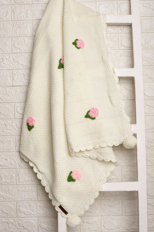 Blossom Snuggle Blanket- Off White