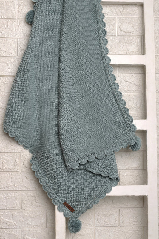 Pom Pom  Hugs Blanket- Grey
