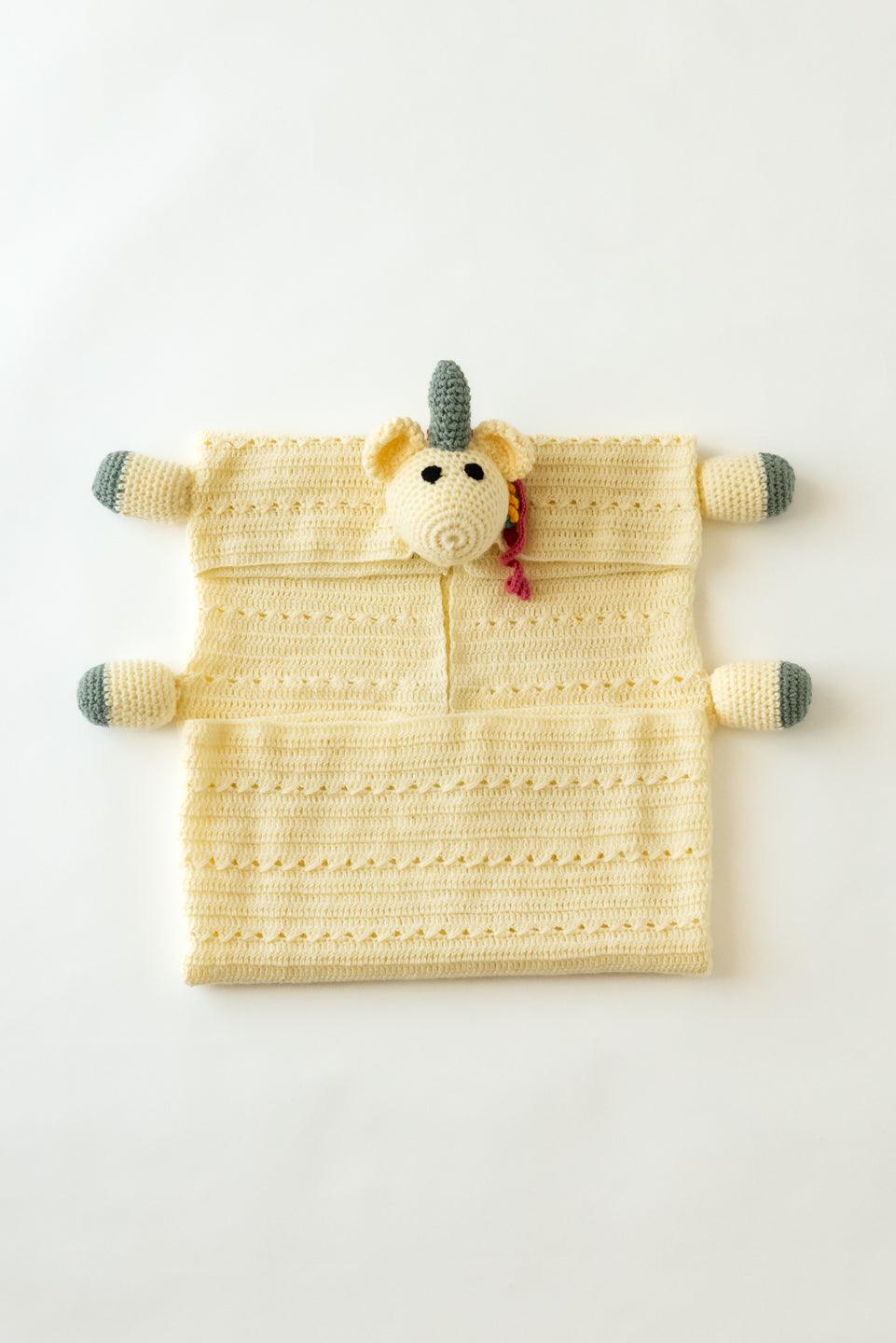 Handmade Unicorn Crochet Blanket- Off White