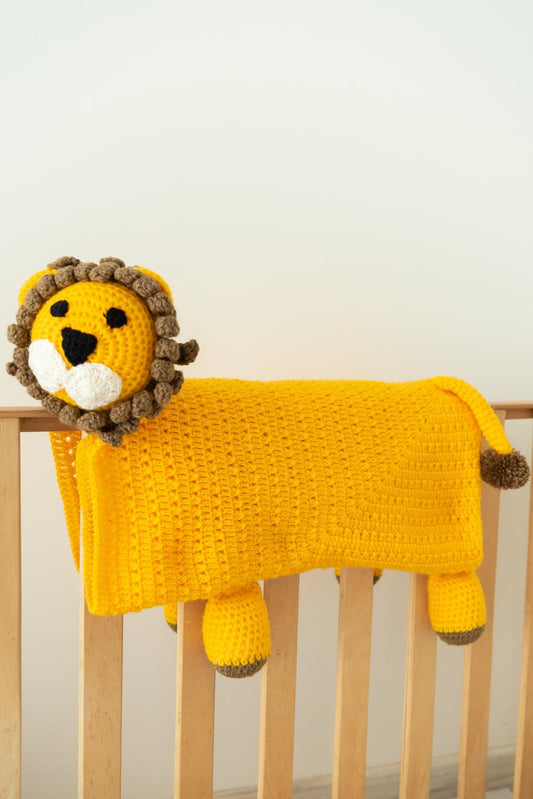 Lion Crochet Blanket- Yellow