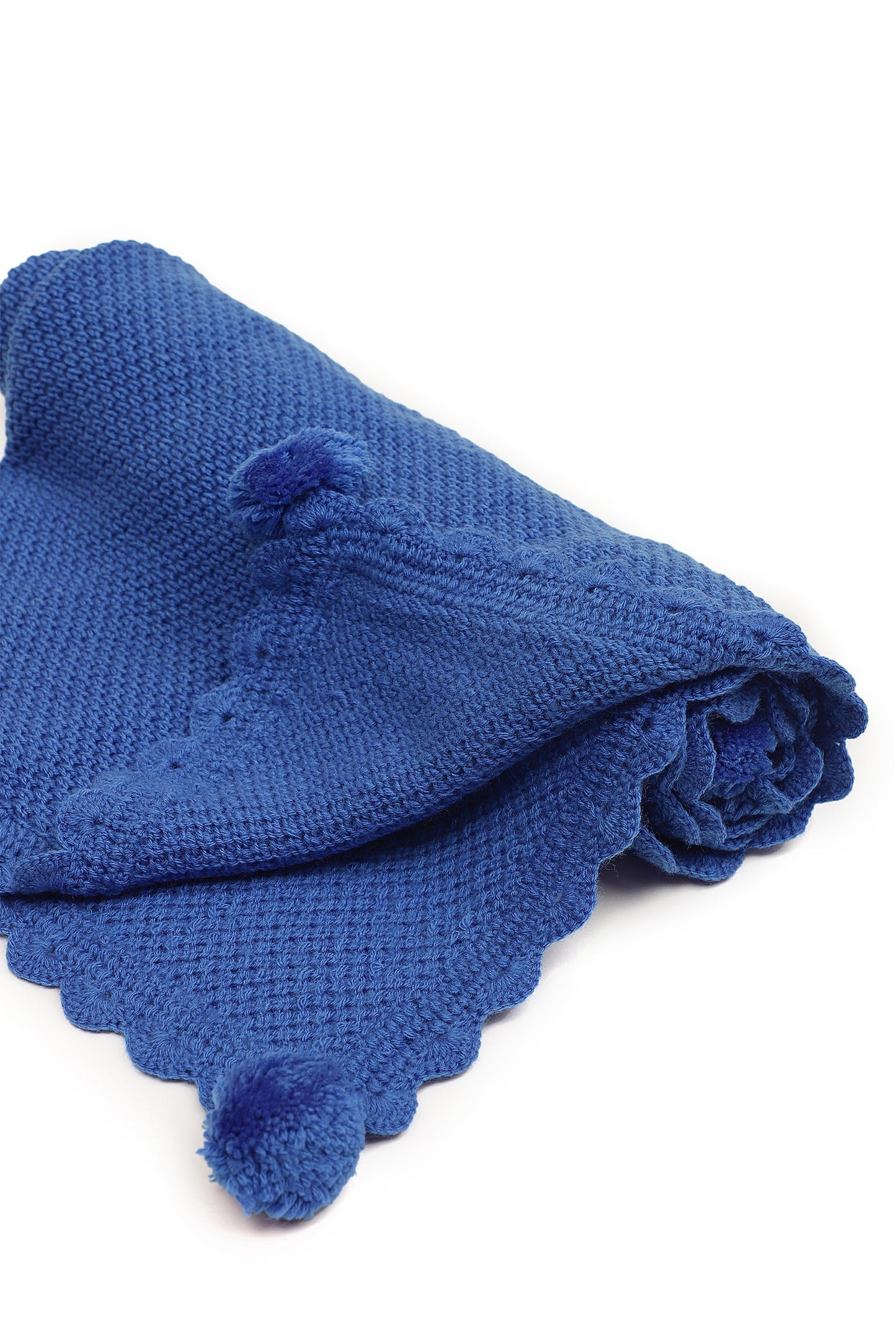 Pom Pom Hugs Blanket- Blue