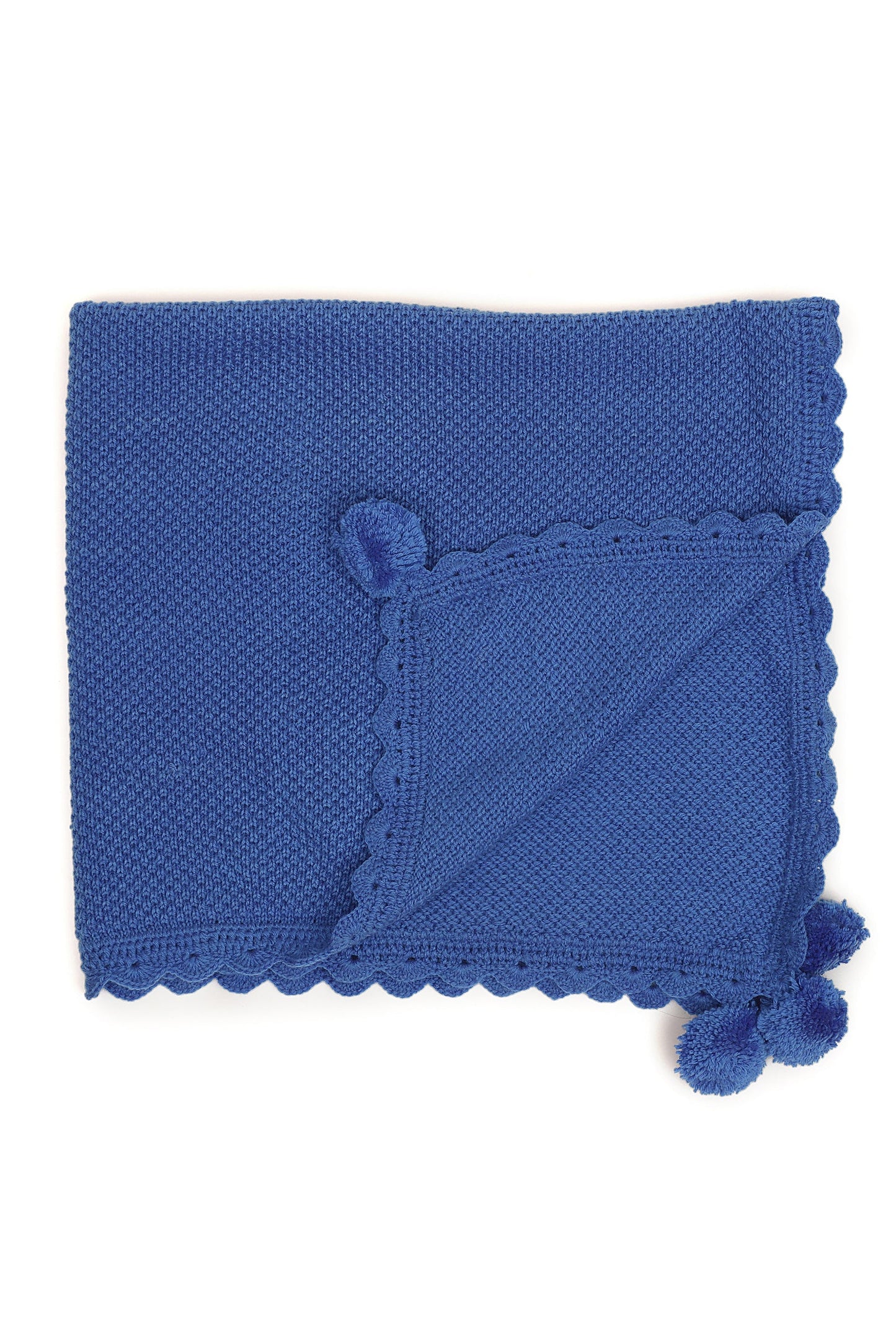 Pom Pom Hugs Blanket- Blue