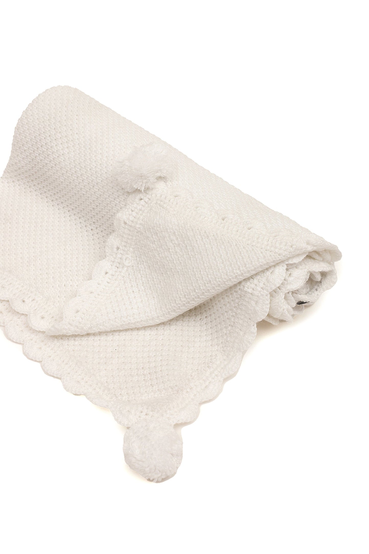 Pom Pom Hugs Blanket - White